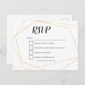 エレガントシンプル金ゴールド幾何学模様フレーム結婚式RSVP ポストカード (正面/裏面)