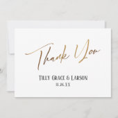 エレガントシンプル金ゴールド手書きタイポグラフィ サンキューカード (正面)