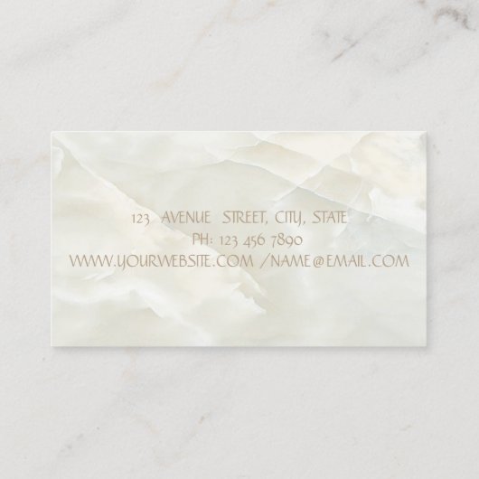 エレガントシンプル金ゴールド枠、白い大理石 名刺 (裏面)