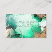 エレガントシンプル金ゴールド枠、緑の大理石 名刺 (裏面)