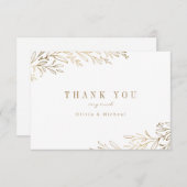 エレガントシンプル金ゴールド金感謝してい属 サンキューカード (正面/裏面)