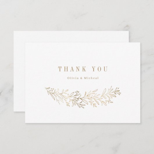エレガントシンプル金ゴールド金感謝してい属 サンキューカード (正面/裏面)