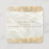 エレガントシンプル金箔ブラシストローク、白い大理石 スクエア名刺 (裏面)