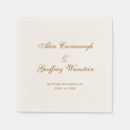エレガントシンプル銅とアイボリー結婚の スタンダードカクテルナプキン
