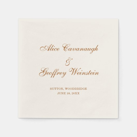 エレガントシンプル銅とアイボリー結婚の スタンダードカクテルナプキン (正面)