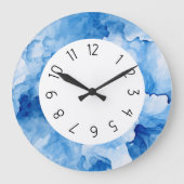 エレガントシンプル青い水色 ラージ壁時計 (正面)