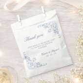 エレガントシンプル青と白の結婚ありがとう フェイバーバッグ (クリップ留めされた状態)