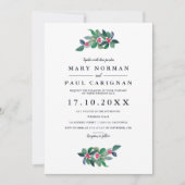 エレガントシンプル青冬のクリスマス結婚の 招待状 (正面)