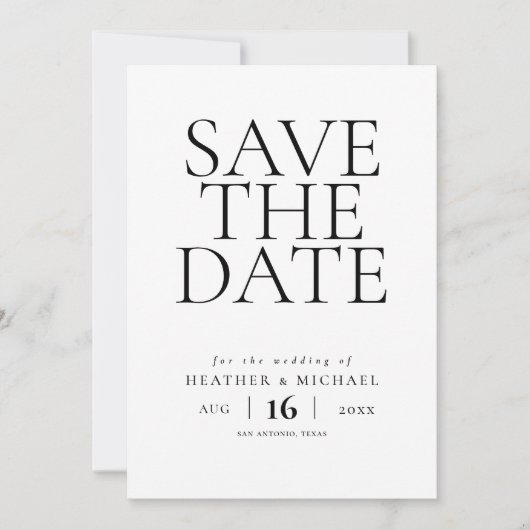 エレガントシンプル非フォトウェディング日付の保存 セーブザデート (正面)