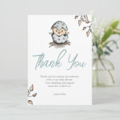 エレガントシンプル鳥の水彩赤ちゃんシャワー サンキューカード (スタンド正面)