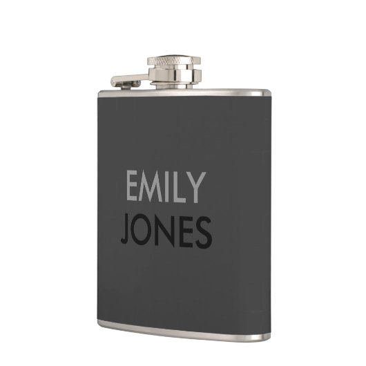 エレガントシンプル黒と灰色パーソナライズされた フラスク (左)
