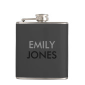 エレガントシンプル黒と灰色パーソナライズされた フラスク (正面)