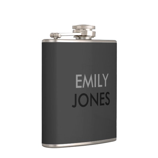 エレガントシンプル黒と灰色パーソナライズされた フラスク (右)