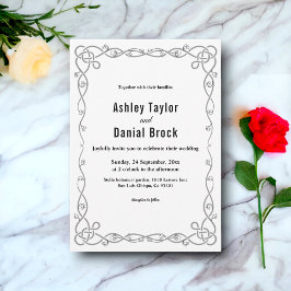 エレガントシンプル黒と白のシックなフレーム結婚ズ 招待状