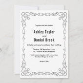 エレガントシンプル黒と白のシックなフレーム結婚ズ 招待状 (正面)