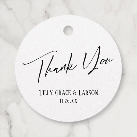 エレガントシンプル黒と白のタイポグラフィありがとう フェイバータグ (裏面)