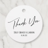 エレガントシンプル黒と白のタイポグラフィありがとう フェイバータグ (正面)