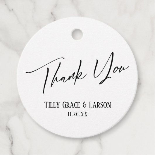 エレガントシンプル黒と白のタイポグラフィありがとう フェイバータグ (正面)