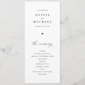 エレガントシンプル黒と白のハート結婚 プログラム (正面)