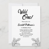 エレガントシンプル黒と白の秋1歳の誕生日 招待状 (正面)