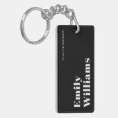 エレガントシンプル黒と白ミニマル キーホルダー (正面左)