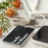 エレガントシンプル黒と白ミニマル キーホルダー (正面右)