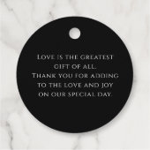 エレガントシンプル黒と白結婚の感謝 フェイバータグ (裏面)