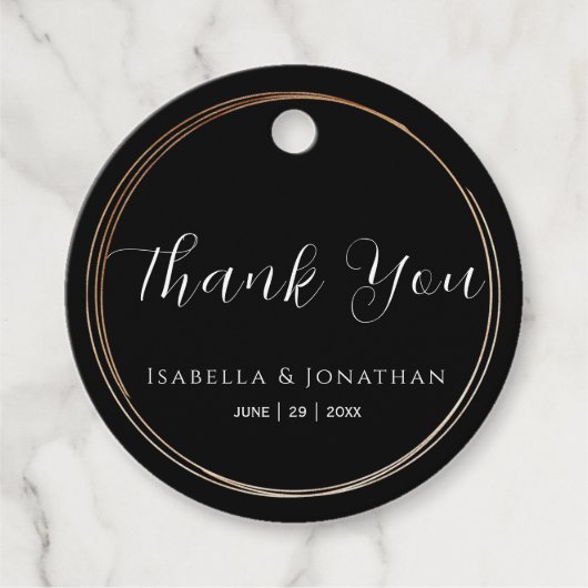 エレガントシンプル黒と白結婚の感謝 フェイバータグ (正面)