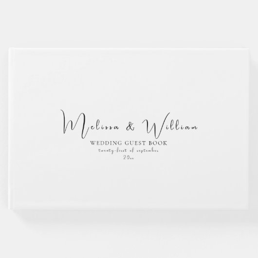 エレガントシンプル黒と白結婚の ゲストブック (正面)