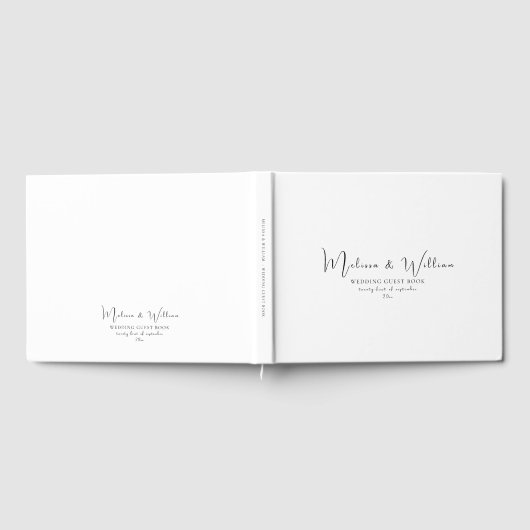 エレガントシンプル黒と白結婚の ゲストブック (全面)
