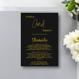 エレガントシンプル黒と金ゴールドモダンシック結婚ズ エンクロージャーカード
