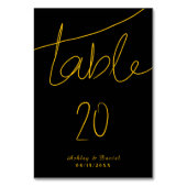 エレガントシンプル黒と金ゴールドモダンシック結婚ズ テーブルナンバー (正面)