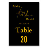 エレガントシンプル黒と金ゴールド書結婚の テーブルナンバー (裏面)