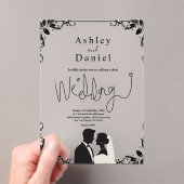 エレガントシンプル黒白カップルシック結婚ズ アクリル招待状 (インサイチュ (ポータブル))