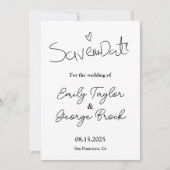 エレガントシンプル黒白シックモダンズ結婚ス セーブザデート (正面)