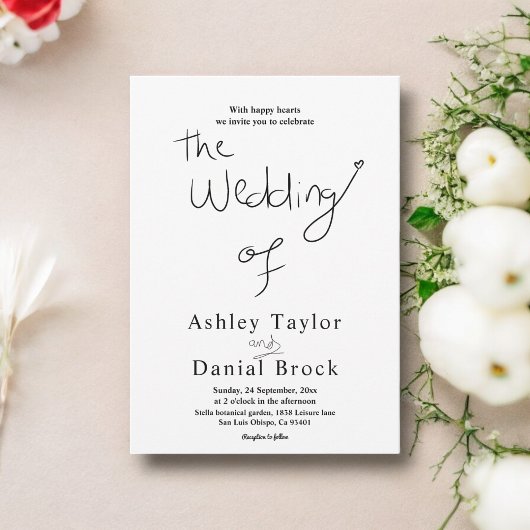 エレガントシンプル黒白シックモダンズ結婚ス 招待状