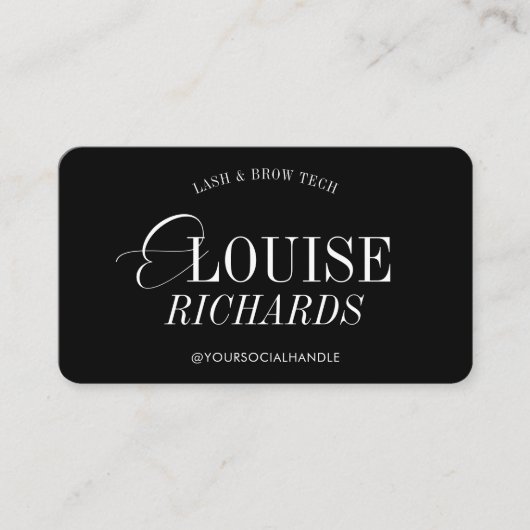 エレガントシンプル黒白ノスタルジックヘア美しい 名刺 (正面)