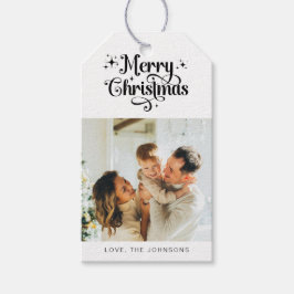 エレガントシンプル黒白メリークリスマスフォト ギフトタグ