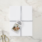 エレガントシンプル黒白メリークリスマスフォト ギフトタグ (より糸付き)