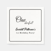 エレガントシンプル黒白モダン1歳 スタンダードカクテルナプキン (正面)