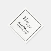 エレガントシンプル黒白モダン1歳 スタンダードカクテルナプキン (角)