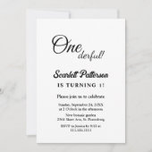 エレガントシンプル黒白モダン1歳 招待状 (正面)