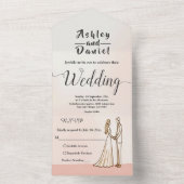 エレガントシンプル黒白新郎新婦結婚の オールインワン招待状 (内側)