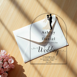 エレガントシンプル黒白結婚書 アクリル招待状