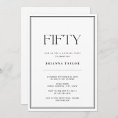 エレガントシンプル黒白50誕生日 招待状 (正面/裏面)