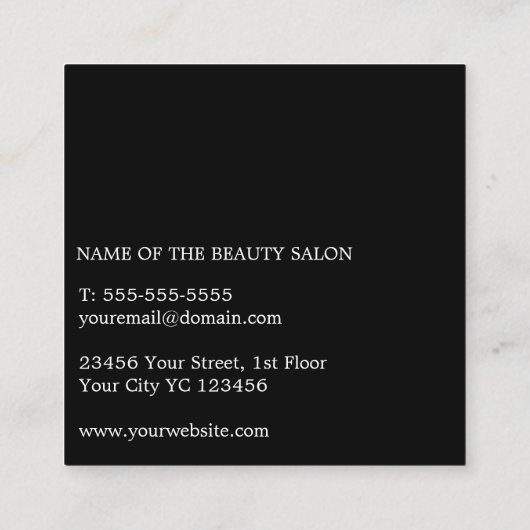 エレガントシンプル黒美容師 スクエア名刺 (裏面)