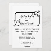 エレガントシンプル黒鳥白鳥シック結婚ズ 招待状 (正面/裏面)