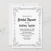 エレガントシンプル黒・白フローラブライダルシャワー 招待状 (正面)