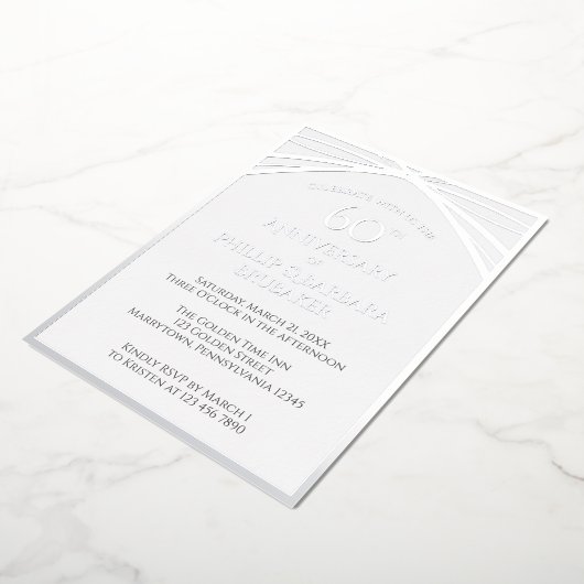エレガントシンプル60周年結婚パーティー 箔招待状 (回転した状態)