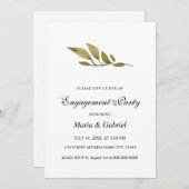 エレガントシンプル.グリーン離れ婚約パーティ 招待状 (正面/裏面)